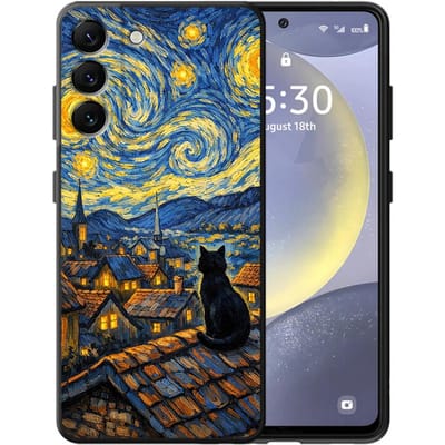 Van Gogh Sterrennacht Kat Telefoonhoesje voor Samsung Galaxy A57 A25 A23 A52 A36 A53 A35 A37 A22 A32 A73 A51 A26 A24 A55 A72 Galaxy A73 5G