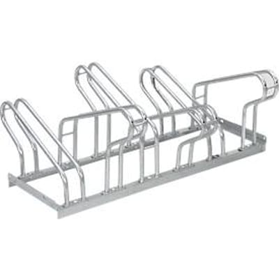 Fietsenrek, 2-zijdig, voor banden tot B 55 mm, B 1050 x D 3200 x H 500 mm, thermisch verzinkt staal, 6 parkeerplaatsen, gemonteerd