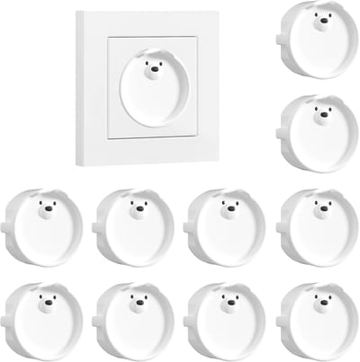 10 stuks F-stopcontactafdekking, siliconen stopcontactbeveiliging, decoratieve afdekking/stofbescherming, keuken/wasruimte, spatwaterdichte stopcontactafdekking, 10 stuks wit