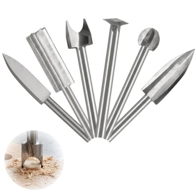 Houtbewerking Set met 6 Stuks Graveerboor en 3 mm Schacht voor DIY Houtsnijden en Graveren