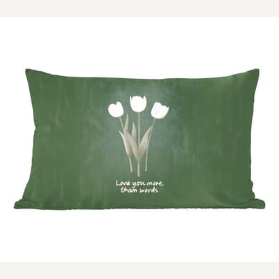 Sierkussens - Kussentjes Woonkamer - 60x40 cm - Tulpen - Roze - Tekst - Love