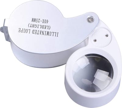 CHPN - Loep - Juweliersloep - Mini loep - Mini vergrootglas - Juwelier - 40/25MM - Zilver - Inschuifbaar - Zakformaat - Universeel - Met LED lampje