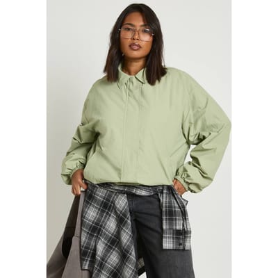 boohoo Dames Plus Oversized Bomber Jacket | Sage | Maat: 16