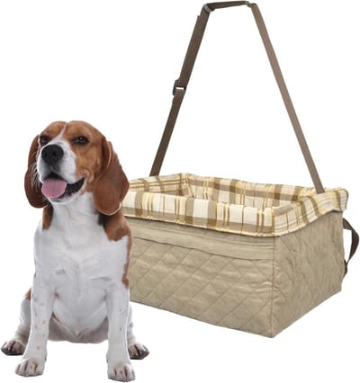 Honden Autostoel - Reisstoel Pup - Veilig Reizen - Verhoogd Uitzicht - 41x33x20 cm - Taupe