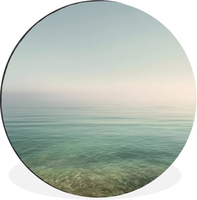 WallCircle - Wandcirkel - Muurcirkel - Zee - Horizon - Blauw - Mist - Aluminium - Dibond - 30x30 cm - Binnen en Buiten