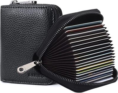 Kaarthouder - Creditcardhouder - Kleine leren portemonnee - Unisex - Ritssluiting - Klassieke visitekaartjeshouder