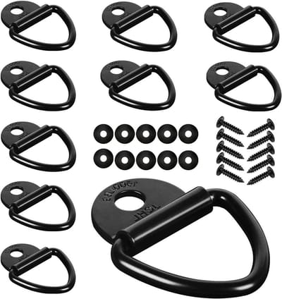 Cargo Tie-Down Ankers - V-Ring Bouten - Vracht Beveiligen - Stalen Constructie - 2 inch Diameter - Zwart
