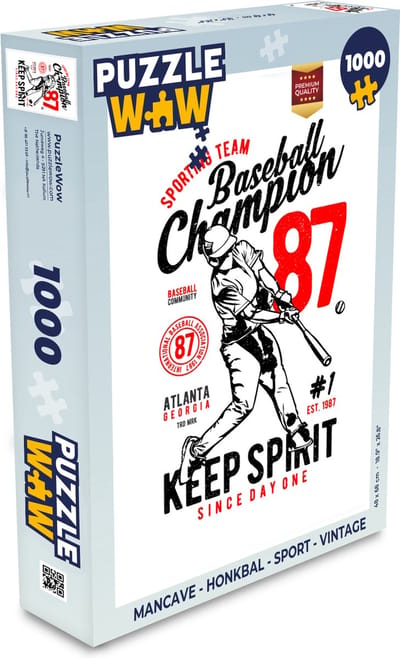 Puzzel Mancave - Honkbal - Sport - Vintage - Legpuzzel - Puzzel 1000 stukjes volwassenen