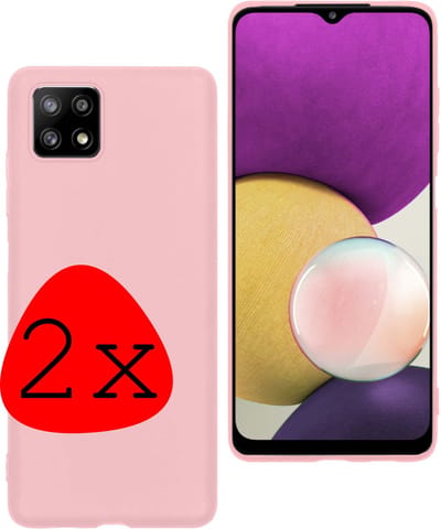 Hoesje 2 Stuks - Geschikt voor Samsung Galaxy M22 - Sterk & Shockproof - Case Siliconen - Back Cover - Telefoon Hoes - Lichtroze