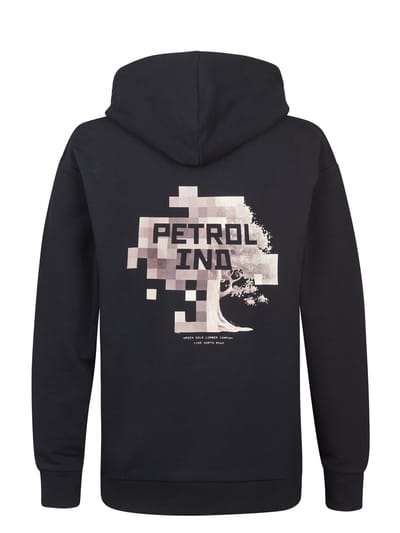 Petrol Industries - Jongens Backprint Hoodie Puget - Zwart - Maat 104