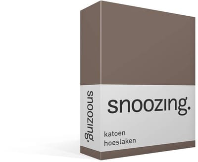 Snoozing - Katoen - Hoeslaken - Eenpersoons - 70x200 cm - Bruin