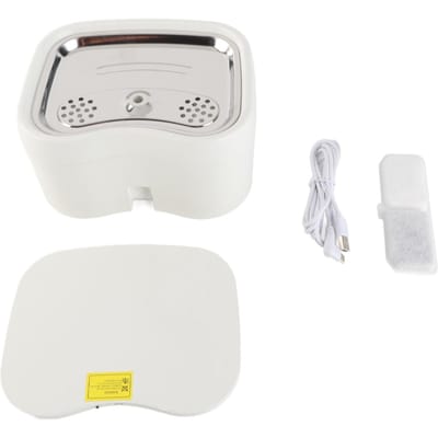Fontaine à eau sans fil pour chat 2,5 L, batterie 3 000 mAh, détection automatique, circulation, filtration efficace white