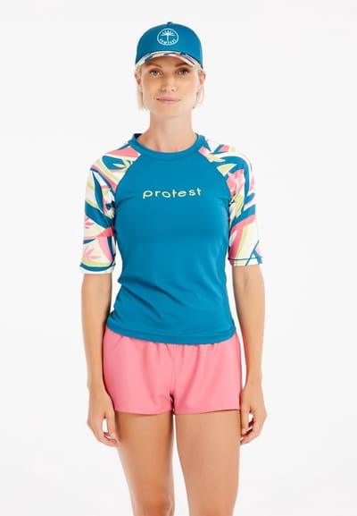 Protest Prteden – Uv shirt Dames – Korte mouwen – Ronde hals – Bloemenprint