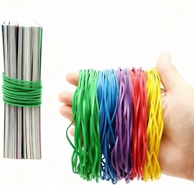 Set van 100 Kleurige Elastieken 160 x 2 mm, Duurzame en Herbruikbare Rubber Ringen voor Kantoor, Keuken en Organisatie