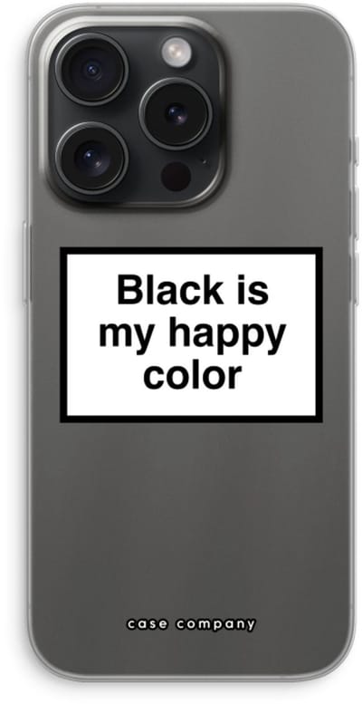 Case Company® - Hoesje geschikt voor iPhone 15 Pro hoesje - Black is my happy color - Soft Cover Telefoonhoesje - Bescherming aan alle Kanten en Schermrand