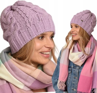 Alur - Muts - Kabelbreipatroon - Lilakleur - Voor Dames