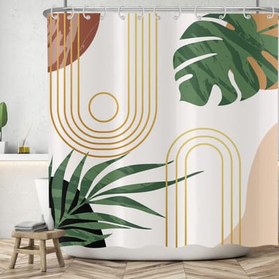 JHUBERS- Douchegordijn 180x200 cm - Waterdicht - Wasbaar - Polyester - Anti schimmel - Uniek design met bladeren - Badgordijn