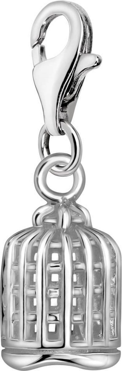 Quiges – 925 - Zilver – Charm - Bedel - Hanger - 3D Vogel Kooi - met – sterling - zilver - karabijnslot - geschikt - voor -Bedelarmband HC149