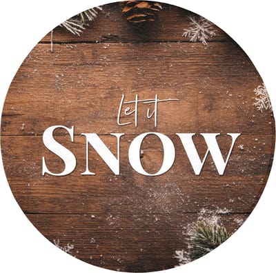 Badmat rond 70x70 cm - Antislip - Sneeuw - Houtlook - Quote - Let it snow - Badmatten voor badkamer - Badkamermat - Douchemat - Ronde badkamer mat