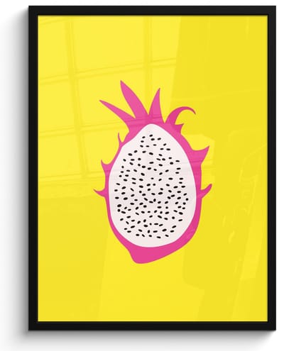 Poster in lijst - Fotolijst 50x70 cm - Posters - Illustratie - Drakenvrucht - Kleurrijk - Posterlijst zwart - Decoratie - Wanddecoratie woonkamer - Muurdecoratie slaapkamer