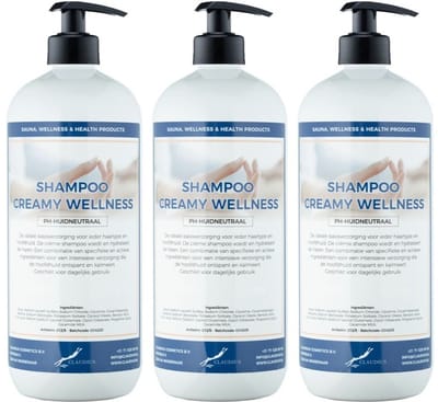 Shampoo Creamy Wellness - 1 liter - 3 Stuks - met pompen - Voordeelverpakking - Haarverzorging