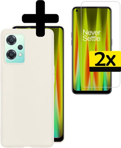Hoesje - Met 2x Screenprotector - Geschikt voor OnePlus Nord CE 2 Lite - Sterk & Shockproof - Back Cover - Siliconen Case - Telefoon Hoes - Telefoonhoesjes - Wit