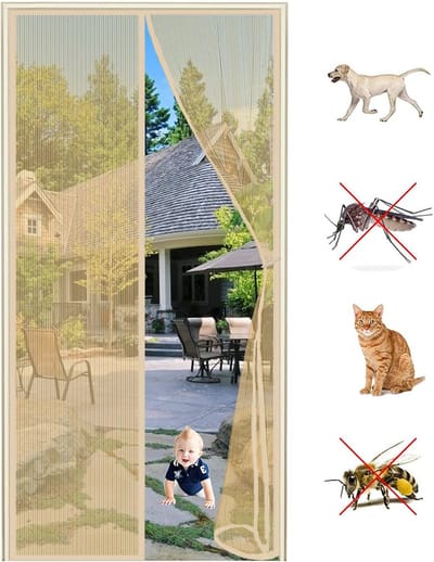 Magnetische hordeur zonder boren 90 x 200 cm beige