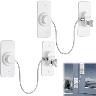 Dailygoods- Raambeveiliging zonder boren - Kinderbeveiliging voor ramen - Koelkastslot - Beveiliging voor koelkasten - Beveiliging voor wasmachines - Wit - Kinderslot
