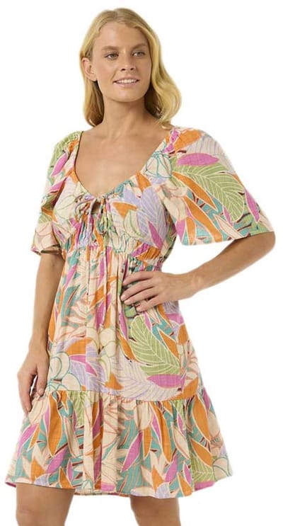 Rip Curl Cala Vadella Mini Korte Mouwen Korte Jurk Veelkleurig XS Vrouw