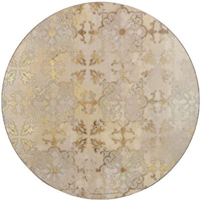 Candala Placemats met kurk achterkant, bedrukt, rond, goud/grijs, Placemats
