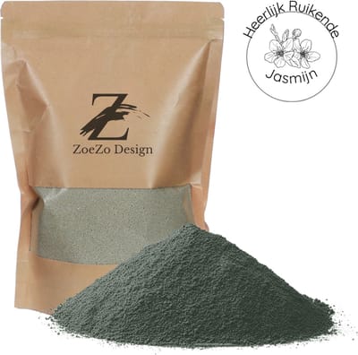 ZoeZo Kaarsenzand 400 g - Geur Jasmijn - 50 Branduren - Herbruikbaar - Met 4 Lonten - DIY Kaarsen Maken - Candle Sand - Kaarsenwas - Kaarspoeder - Groen