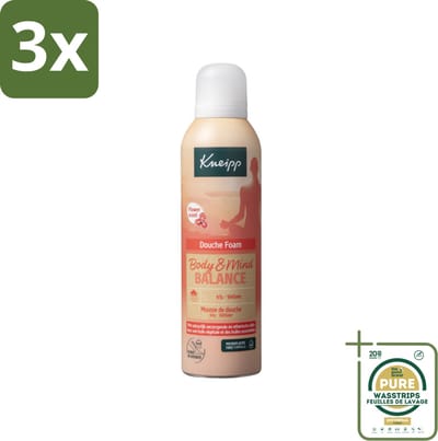 3 x Kneipp - Douche schuim - Body & Mind Balance - Iris & Vetiver - 200 ml - Grootverpakking - Douche Foam - Body And Mind Balance - Iris Extract - Vetiver Oil - Natuurlijke Schuim