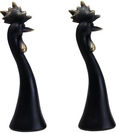 Paasdecoratie kipdecoratie haan zwart goud H19cm 2 stuks, 2 Stück