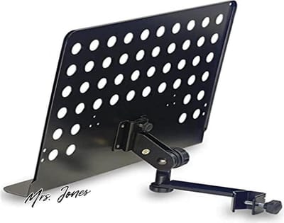 Mrs. Jones Grote Muziek Stand Plaat met Arm MUS-ARM 2 Zwart - Professionele Kwaliteit - Extra Stevig - Verstelbaar .