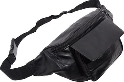 Rojafit Heuptas-Groot-3 vakken-Zwart-Nappa Leer-Afmeting ca. 34 x 8 x 15 cm.