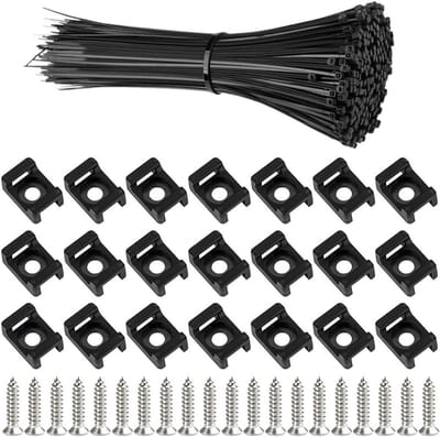 Screwbare kabelhouders, 100 stuks, kabelbinders, bevestigingsclips, nylon kabelsaddle met schroefbevestiging