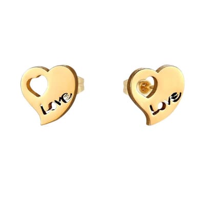 Aramat Jewels | Oorbellen | Stalen Hartjes Oorbellen 9x8mm - Goudkleur - Love Design | | | |9mm | Staal | Kinderen, Volwassenen | Verkleurd niet