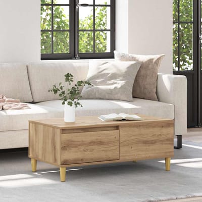 vidaXL - Salontafel - Artisan - Eiken - 90 - x - 50 - x - 35 - cm - Bewerkt - hout