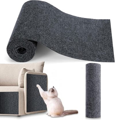 MDUG Zelfklevende krabmat voor katten - 100x40cm - Donkergrijs - Grote doe-het-zelf klimkrabmat voor katten - Op maat te snijden krabmat - Krabmat voor op de bank - Beschermt tapijten en banken