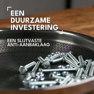 Ruimtebesparende Koekenpan 24 cm met Afneembare Steel - Geschikt voor Inductie en Oven