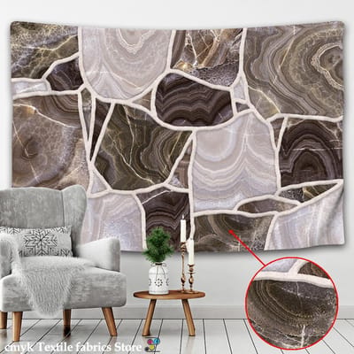 Kleurrijk Steen Wandkleed Wanddecoratie Print Retro Hippie Bohemien Woonkamer TV Wand Decor Achtergronddoek 95x70CM black