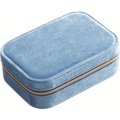 1 Prachtige Stijl 3-laags Velvet Sieradendoos met Rits - Veelzijdige Rechthoekige Opbergdoos met Kettinghaak voor Oorbellen, Kettingen, Ringen