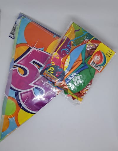 versierpakket 55 jaar 30 delig vlaggenlijn ballonnen hangdecoraties voor vrolijk verjaardag feest