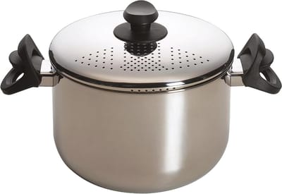 Pastapan met deksel - Noodle pan Kookpan - Pasta koken - Dubbele kook- en afgietfunctie - 6 liter - Zilver