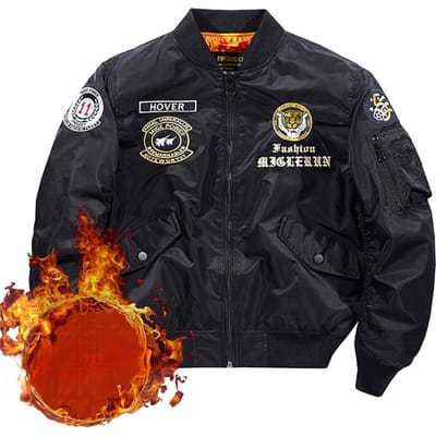 Veste de vol brodée en coton épais de Tough Guy American Clothing M black