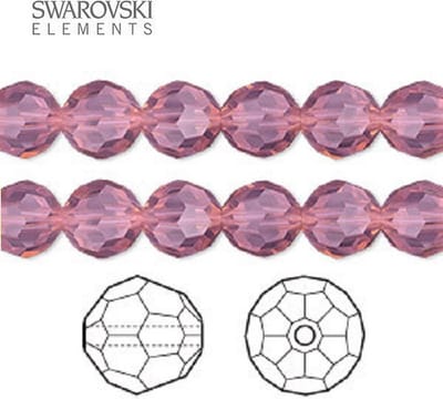 Swarovski Elements, 18 stuks Swarovski ronde kralen, 8mm, cyclamen opal, (5000)