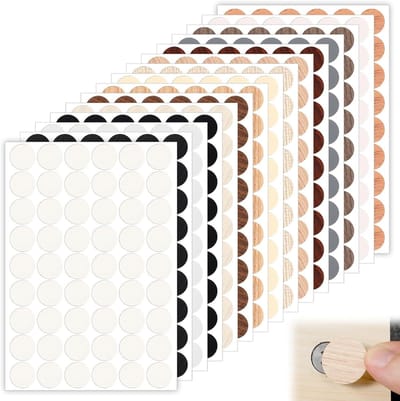 Pack van 810 Zelfklevende Schroefdeksels, 21 mm, Waterdichte Schroefcaps in 16 Kleuren voor Hout en Meubels, Ideaal voor Verbetering en Afwerking