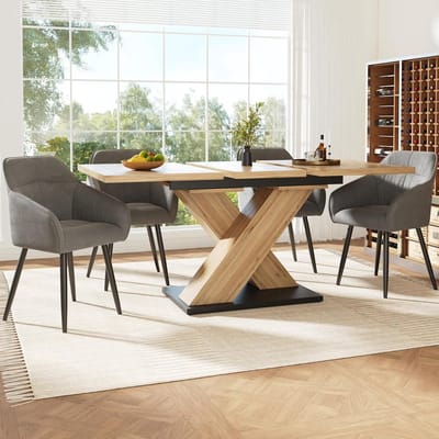 Eettafel uittrekbaar - Keukentafel - Gezellig tafelen - Verstelbare lengte - 119-1585 cm - Houtkleur zwart