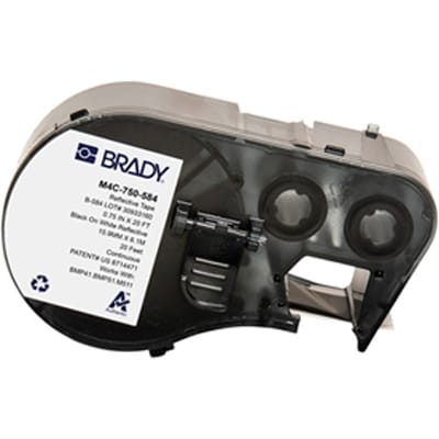 Brady M4C-750-584 plastic labels zwart op wit | 19,05 mm x 6,10 m (origineel)