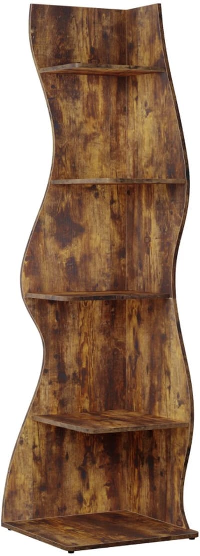 MAZAZU Wandplank – Sierlijke Opbergkast – Smal & Hoog – Zwart/Bruin – 50x48x179 cm